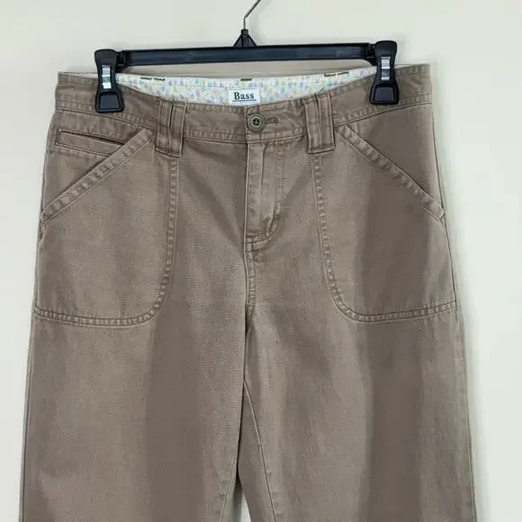Vintage‎ Bass | 100% Cotton Y2K Khaki Ankle Pants Mid-Rise Straight Leg Size 4 - Picture 3 of 8